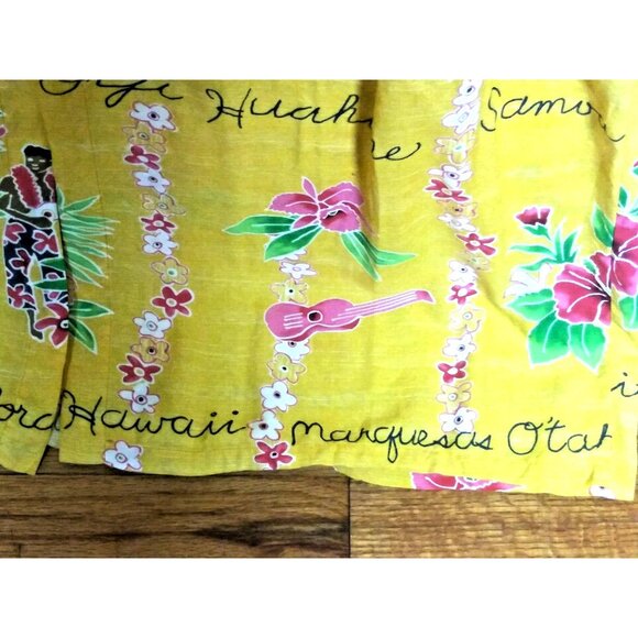 Jams World Janice Dress Long Maxi XXL Hawaiian Tropical Toile Pockets Yellow HTF - Picture 11 of 15